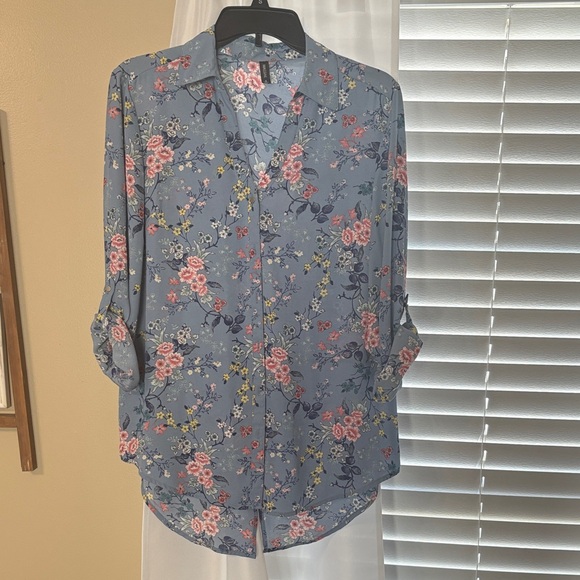 Massini Tops - Massini Blue Floral Blouse